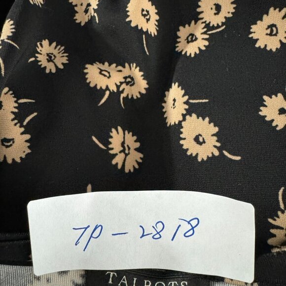 Talbots Knit Jersey Tunic Top 2X Floral Black Tan 3/4 Sleeve Stretch NWT TP-2818 - Picture 2 of 13